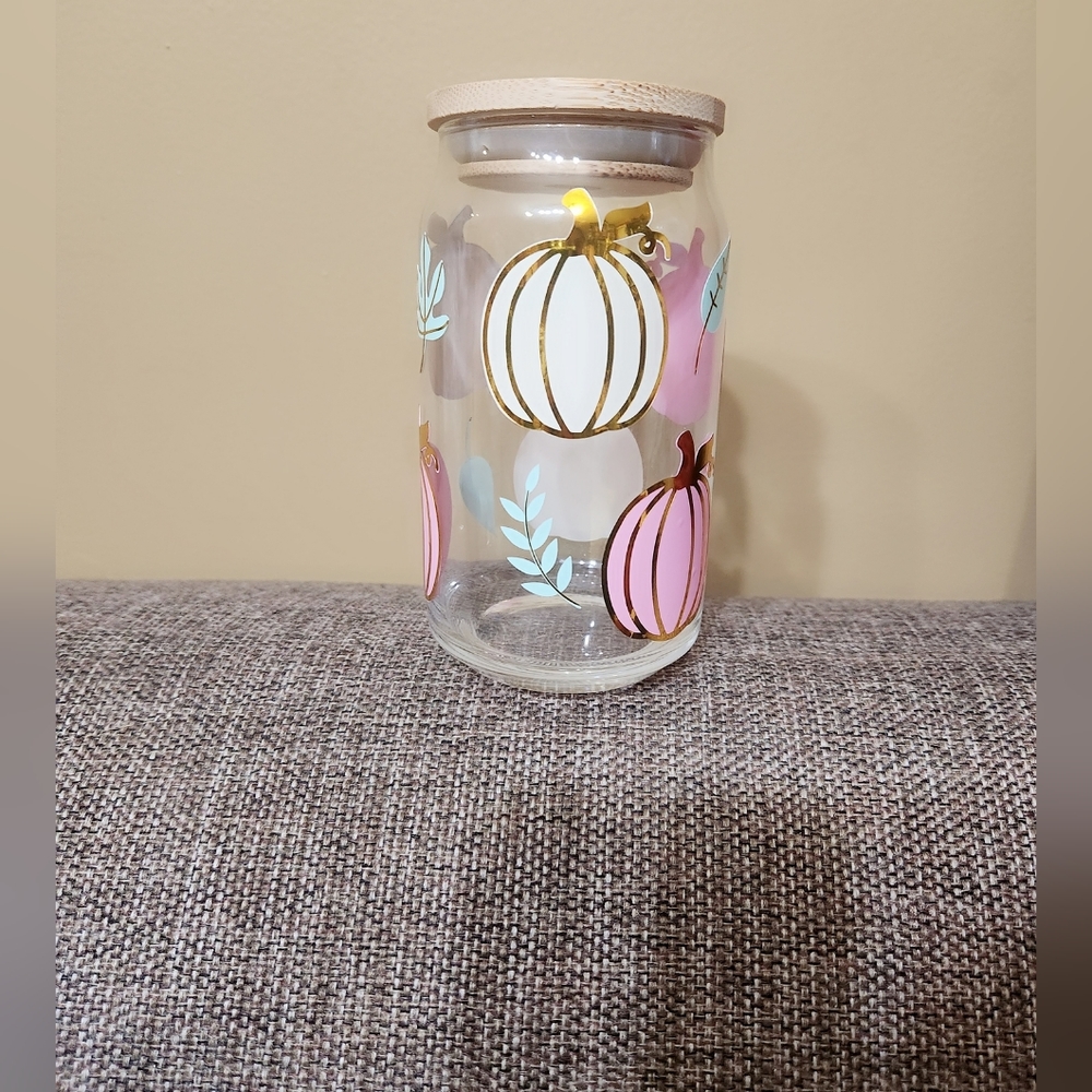 🟣FIRM PRICE🟣 NEW Pastel Pumpkins Libbey 16oz Glass Can